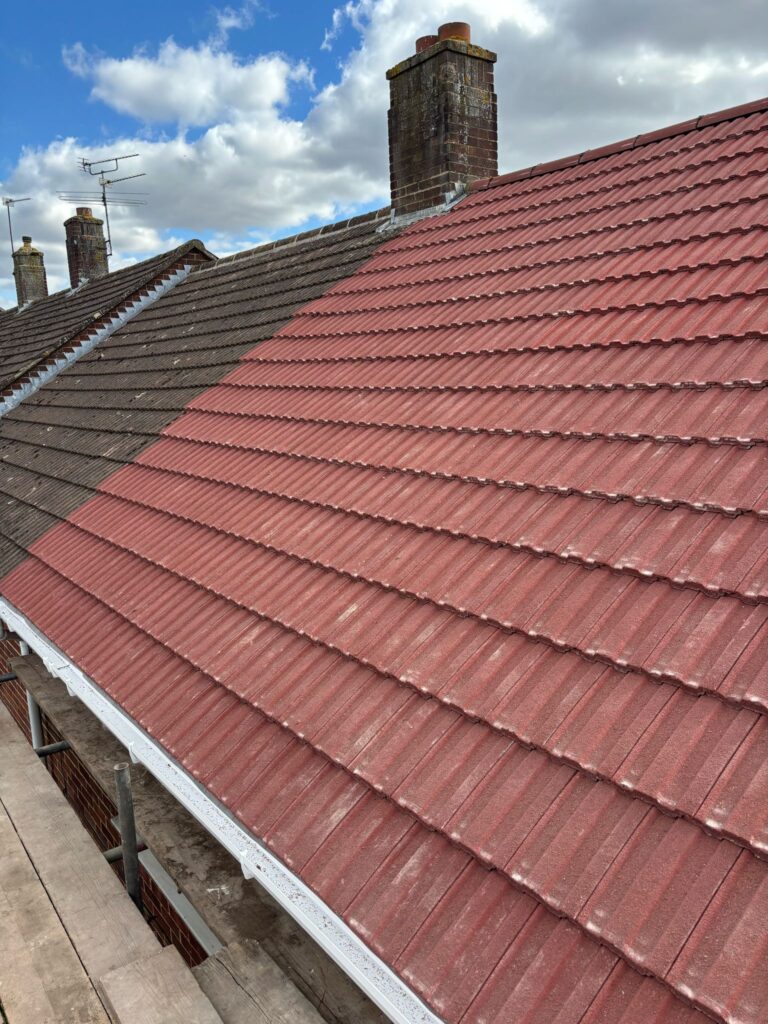 This photo shows a roof in Hampshire before spray foam removal started.