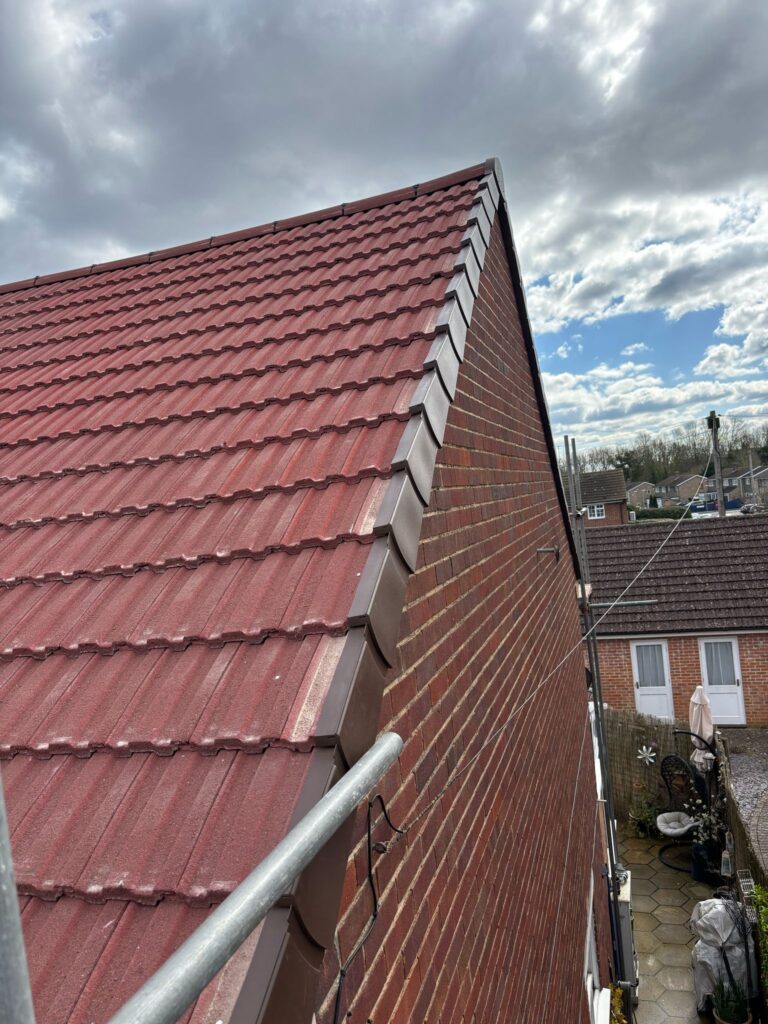 This photo shows a roof in Hampshire before spray foam removal started.